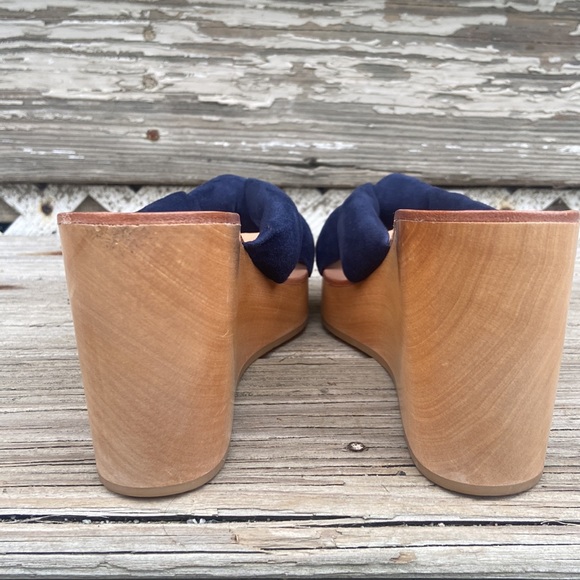 NWOT Loeffler Randall Taylor Wedge Mule Sandal Navy Suede Women's Size 8.5 - 9 - Picture 7 of 15